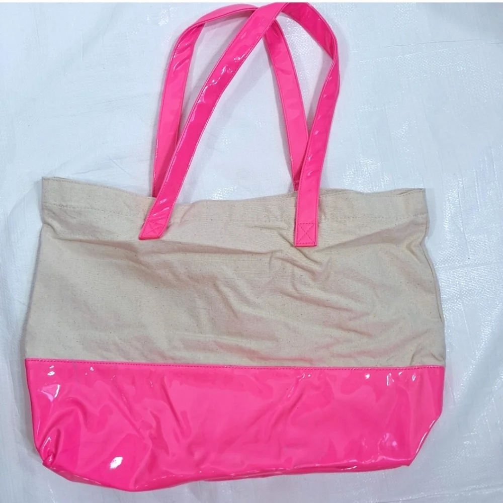 Victoria's Secret Large Pink Vinyl Canvas Tote